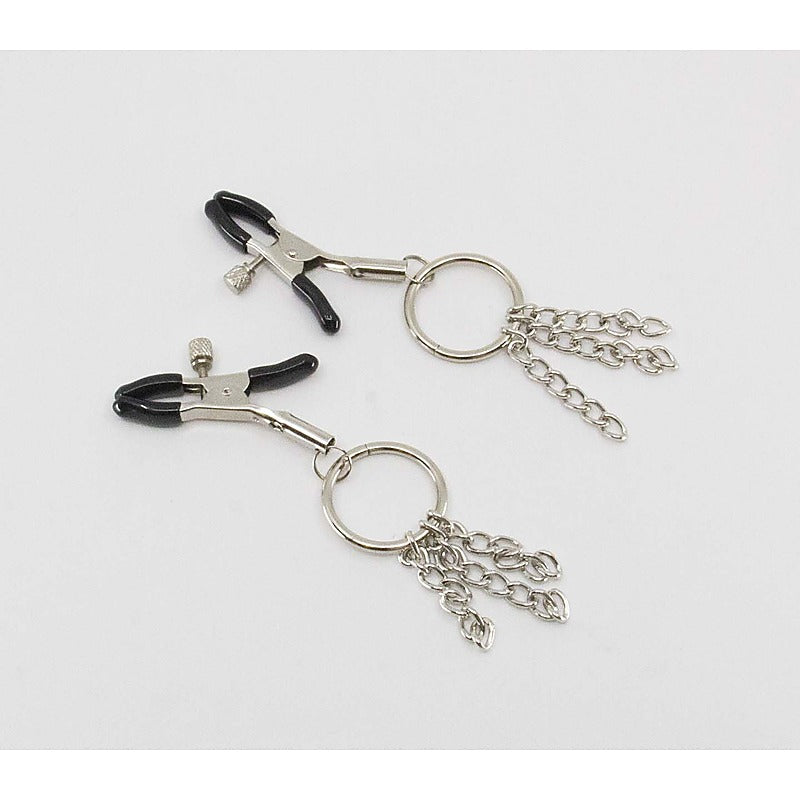 Chain Tassel Women's Nipple Clamps by Love In Leather - Nipple and Clit Clamps