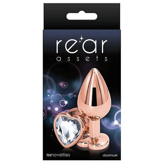 NS Novelties Rear Assets Rose Gold Heart Butt Plug Medium - Butt Plugs