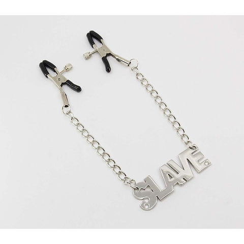 SLAVE Words Women's Nipple Clamps by Love In Leather - Nipple and Clit Clamps