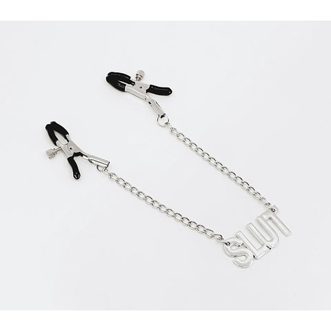 SLUT Written Women's Nipple Clamp by Love In Leather - Nipple and Clit Clamps