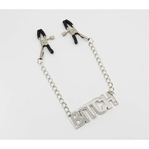 BITCH Words Women's Nipple Clamp by Love In Leather - Nipple and Clit Clamps