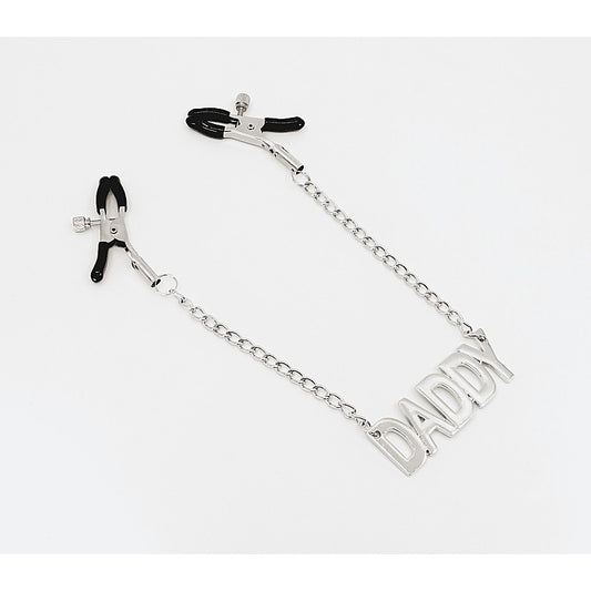 Love In Leather DADDY Written Nipple Clamps - Nipple and Clit Clamps