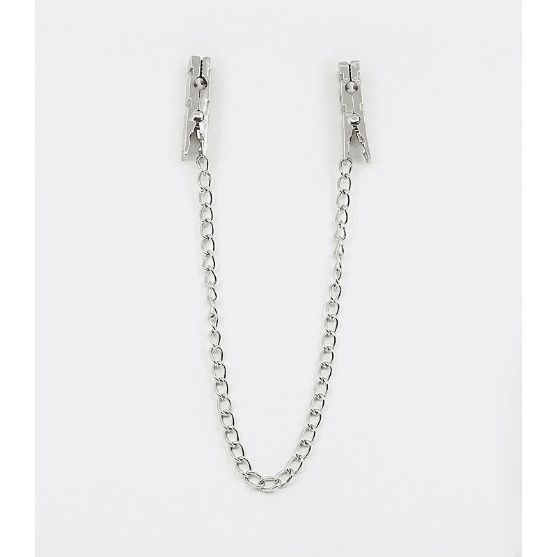 Peg Nipple Clamps With Chain Join by Love In Leather - Nipple and Clit Clamps