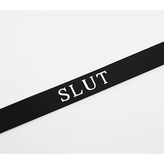 Love In Leather BDSM Play Silicone SLUT Collar - Collars and Leads