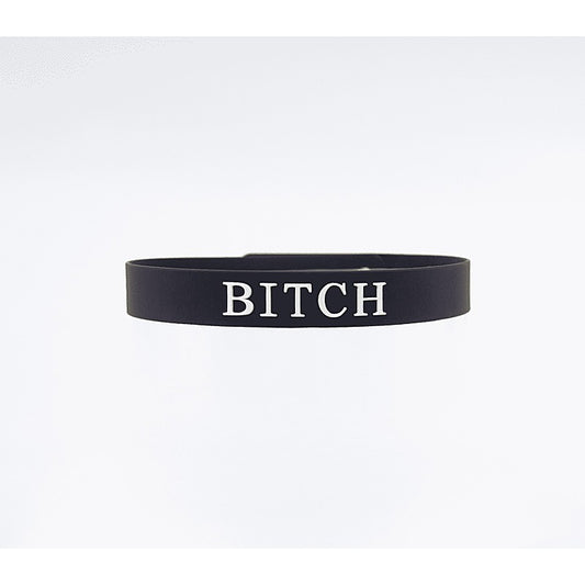 Love In Leather Fetish Play Silicone BITCH Collar - Collars and Leads