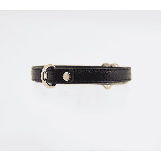 Love In Leather Heart Buckle Bondage Leather Collar - Collars and Leads