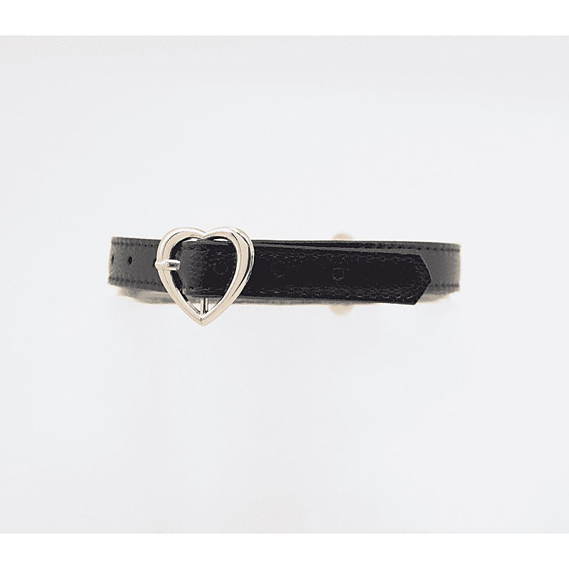 Heart Buckle Bondage Leather Collar by Love In Leather - Collars and Leads