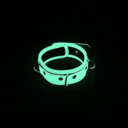 Love In Leather Glow in the Dark Collar & Lead Set - Collars and Leads