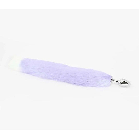 Love In Leather Fox Tail Anal Plug Purple/Lilac - Butt Plugs