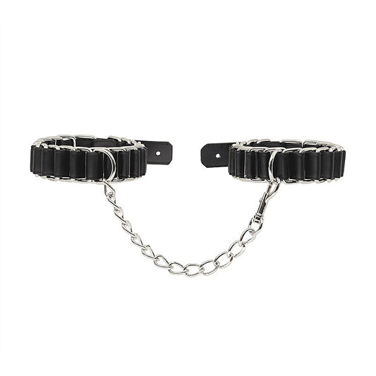 Love In Leather Woven Chain Link Wrist Cuffs