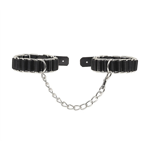 Love In Leather Woven Chain Link Wrist Cuffs