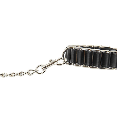 Love In Leather Woven Chain Link Wrist Cuffs