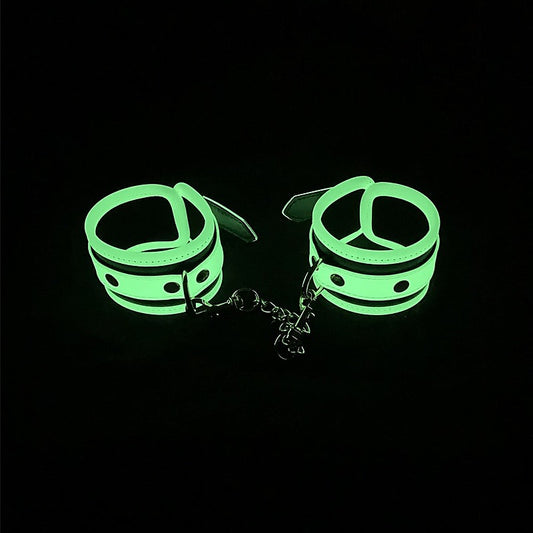 Love In Leather Glow In Dark Bondage Wrist Cuffs