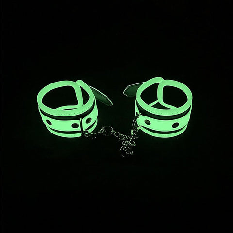 Love In Leather Glow In Dark Bondage Wrist Cuffs