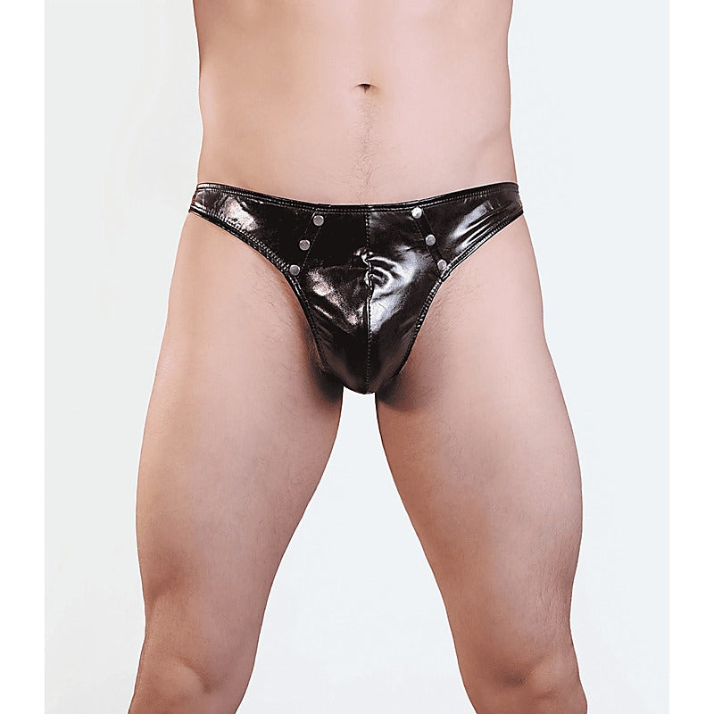 Love In Leather Mens Full Wet Look G-String - His Fetish