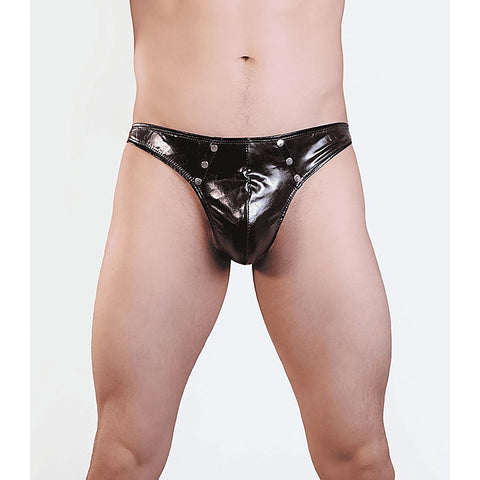 Love In Leather Mens Full Wet Look G-String - His Fetish