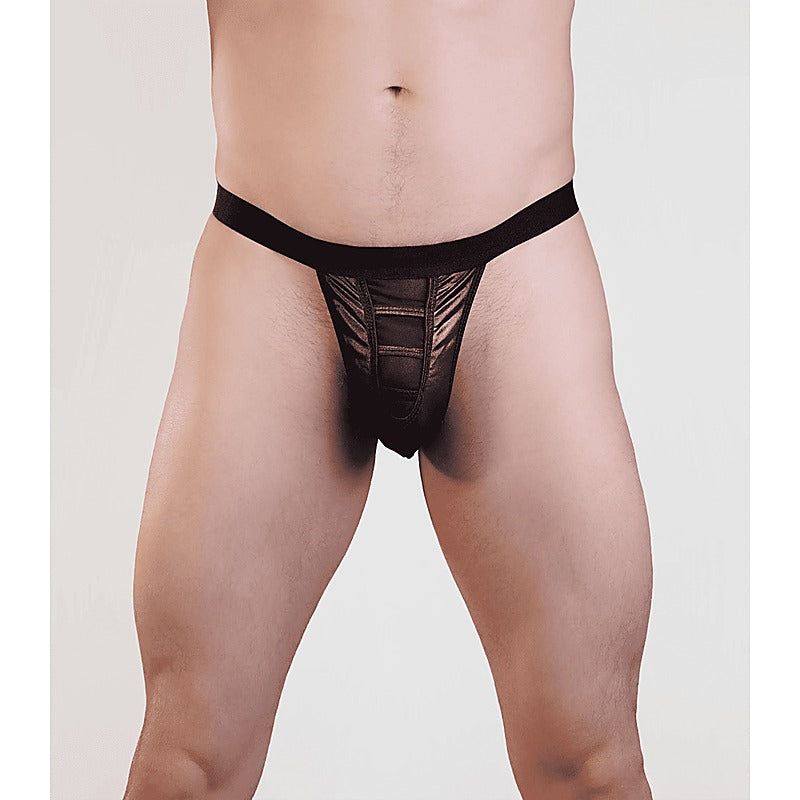 Love In Leather Mens Peek-A-Boo Wet Look G-String - His Fetish