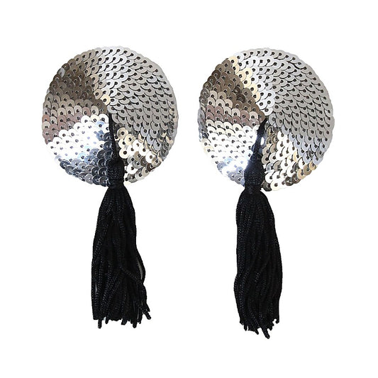 Love In Leather Round Sequen Sexy Nipple Tassels - Breast and Nipple Toys