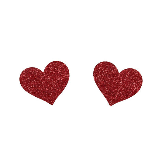 Love In Leather Glitter Heart Womens Nipple Covers - Breast and Nipple Toys