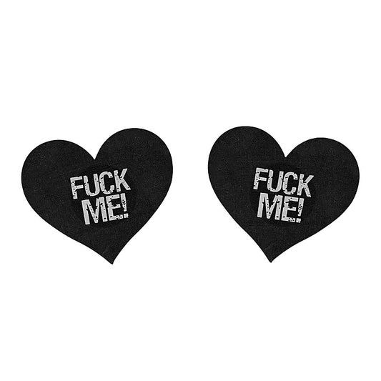 Love In Leather Fuck Me Satin Heart Nipple Pasties - Breast and Nipple Toys