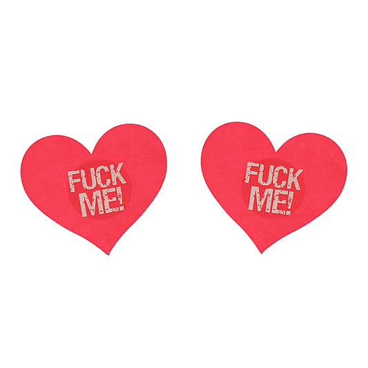 Love In Leather Fuck Me Satin Heart Nipple Pasties - Breast and Nipple Toys