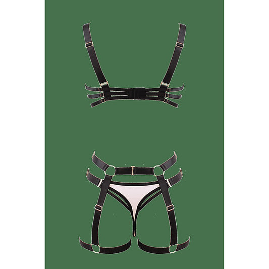 Muse Bra and Panty Set With Elastic Leg Garter Belt - Her Fetish