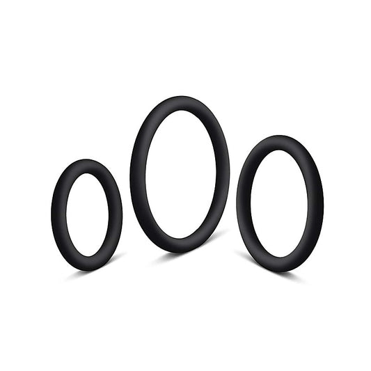 Love In Leather 3 Pack Silicone Cock Rings Set - Cock Ring Sets