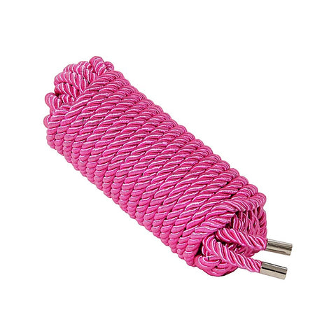 Love In Leather Silky Bondage Play Rope 10m Hot Pink - Cuffs And Restraints
