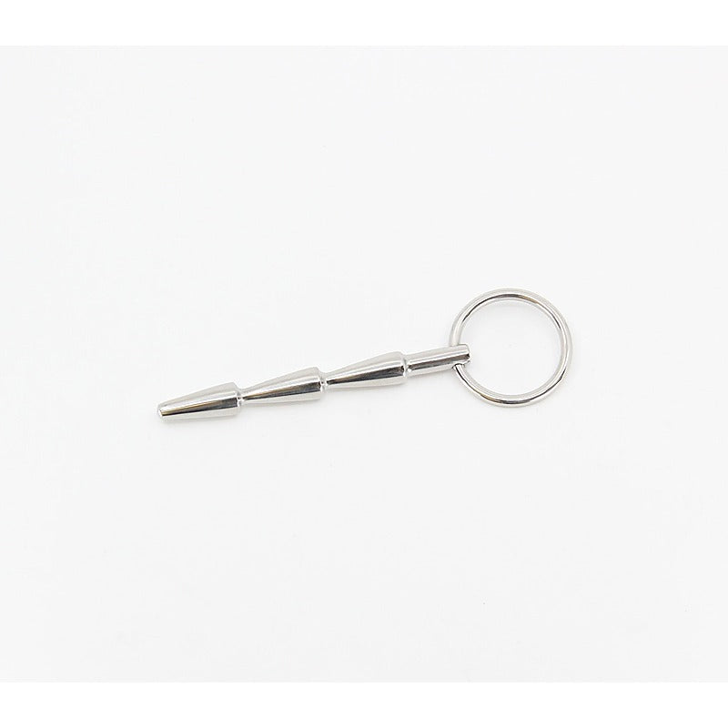 Solid Ridged Penis Plug With Ring by Love In Leather - Urethral Sounds