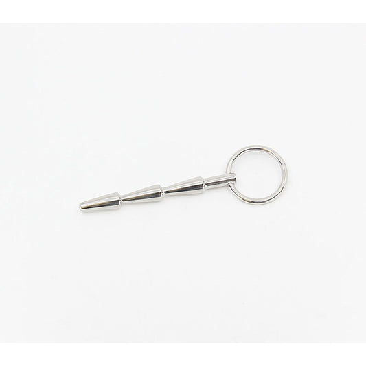 Love In Leather Solid Ridged Penis Plug With Ring - Urethral Sounds