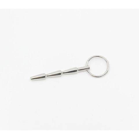 Solid Ridged Penis Plug With Ring by Love In Leather - Urethral Sounds