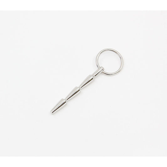 Love In Leather Solid Ridged Penis Plug With Ring - Urethral Sounds