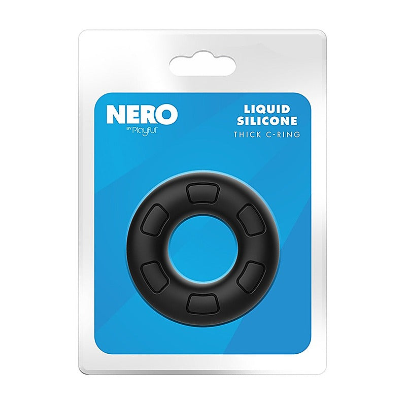 Playful Nero Liquid Silicone Thick Male C-Ring by Evolved - Stretchy Cock Rings