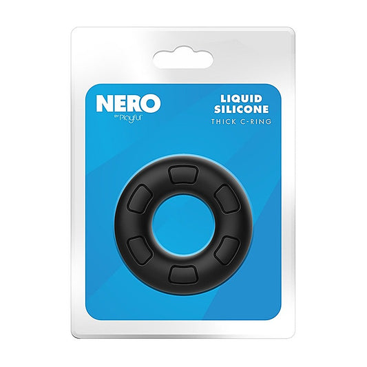 Playful Nero Liquid Silicone Thick Male C-Ring - Stretchy Cock Rings