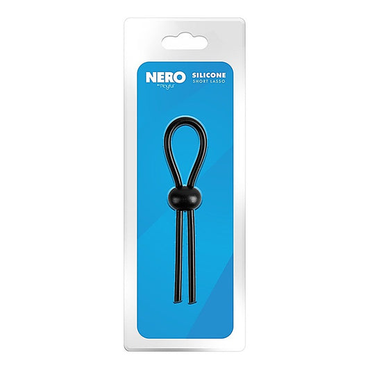 Playful Nero Adjustable Silicone Short Lasso Cock Ring - Stretchy Cock Rings