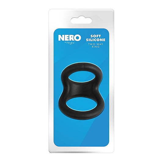 Playful Nero Soft Silicone Two Way Cock Ring - Stretchy Cock Rings