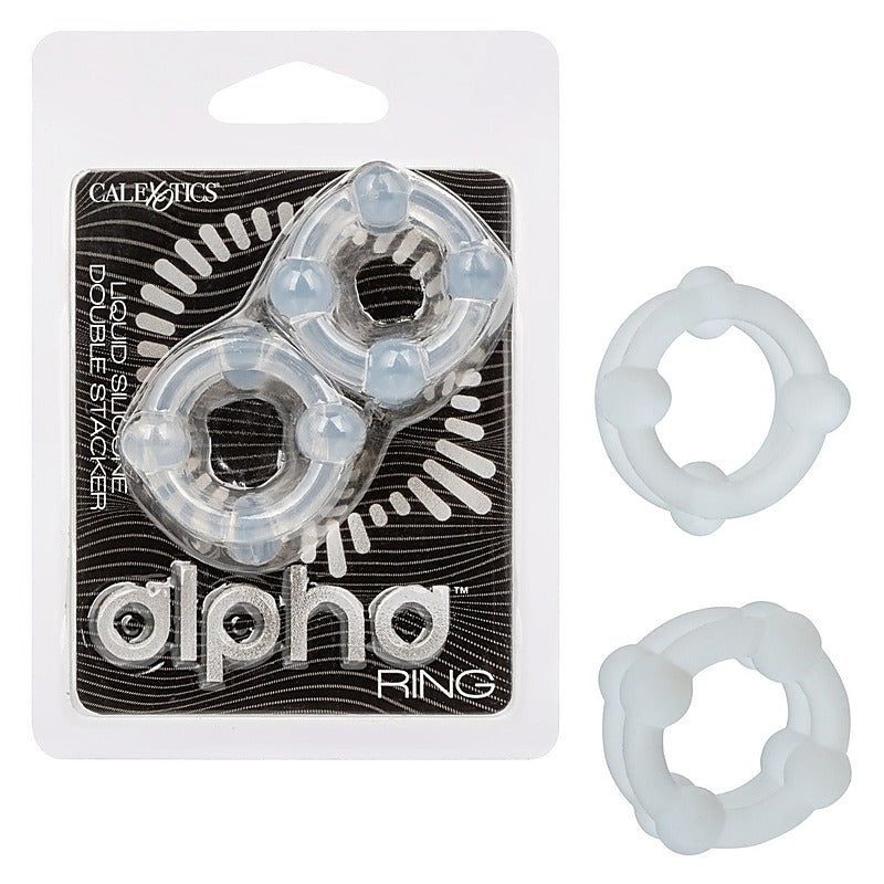 Alpha Liquid Silicone Double Stacker Cock Ring - Cock Ring Sets