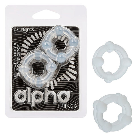 Alpha Liquid Silicone Double Stacker Cock Ring - Cock Ring Sets