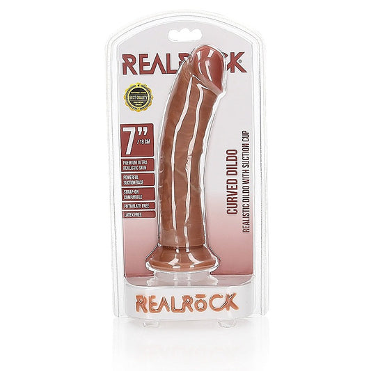 Realrock Curved Realistic Dildo with Suction Cup 18 cm - Realistic Dildos