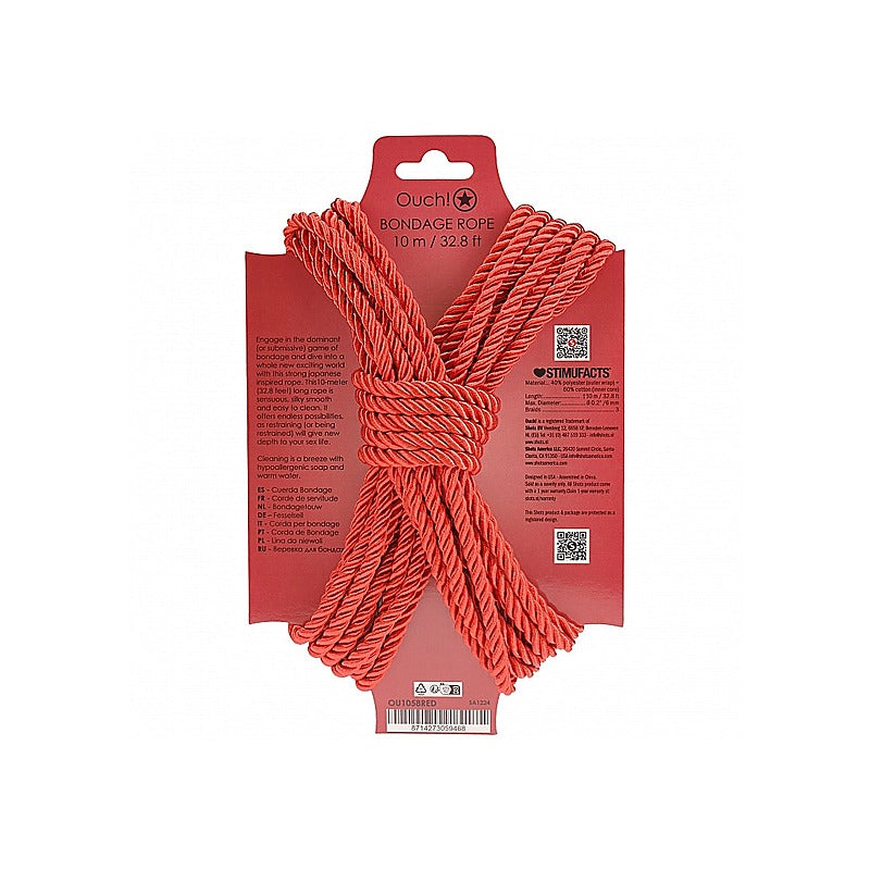 OUCH! Silky Smooth Nylon Bondage Rope 10m by Shots Toys - Cuffs And Restraints