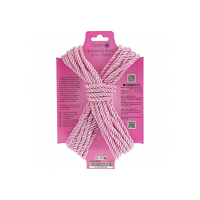 OUCH! Silky Smooth Nylon Bondage Rope 10m by Shots Toys - Cuffs And Restraints