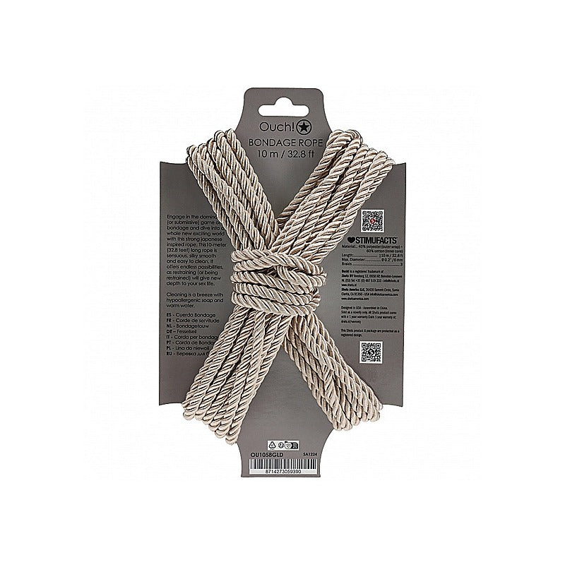OUCH! Silky Smooth Nylon Bondage Rope 10m by Shots Toys - Cuffs And Restraints