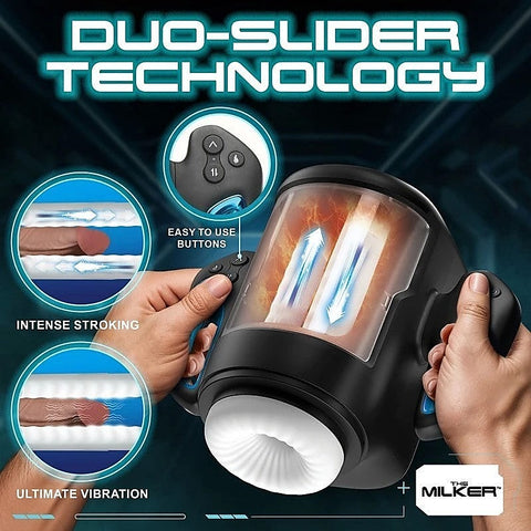 XR Brands Cyber Milker Stroking & Vibrating Masturbator - Masturbators and Strokers