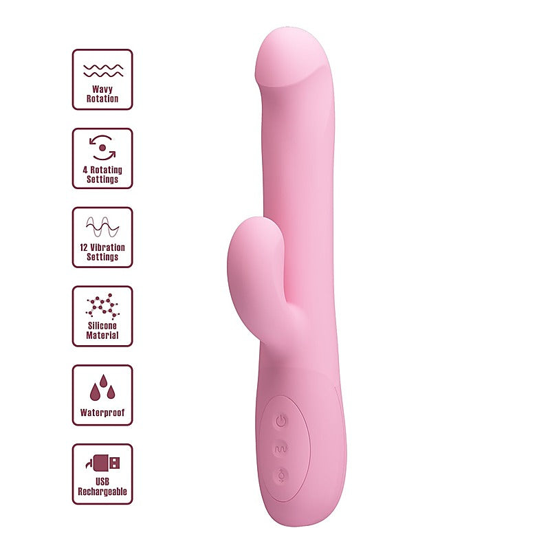 DEAN Wavy Rechargeable Rotating Rabbit Vibrator by Party Up - Rabbit Vibrators