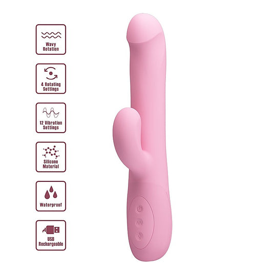 Party Up DEAN Wavy Rechargeable Rotating Rabbit Vibrator - Rabbit Vibrators