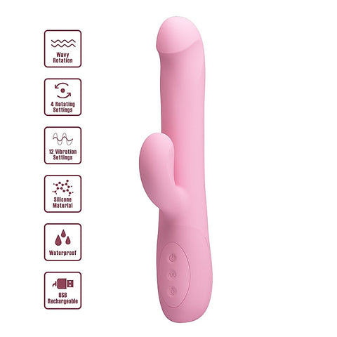 DEAN Wavy Rechargeable Rotating Rabbit Vibrator by Party Up - Rabbit Vibrators