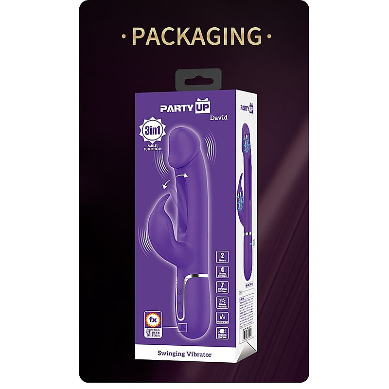 DAVID Swinging Rechargeable Rabbit Vibrator by Party Up - Rabbit Vibrators