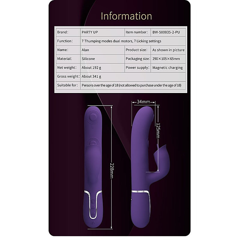 ALAN Dual Motor Vibrating Rabbit Massager by Party Up - Rabbit Vibrators