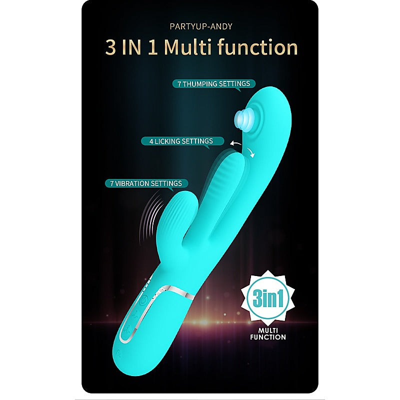 ANDY Multi Function Rabbit Vibrator by Party Up - Rabbit Vibrators