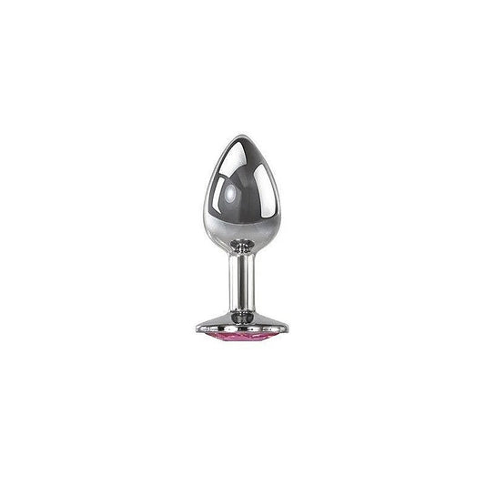 Adam & Eve Metal Butt Plug with Pink Gem Small - Butt Plugs